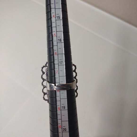 Large Rectangular Blue And Silver Tone Ring Size 7.75 - Picture 12 of 13